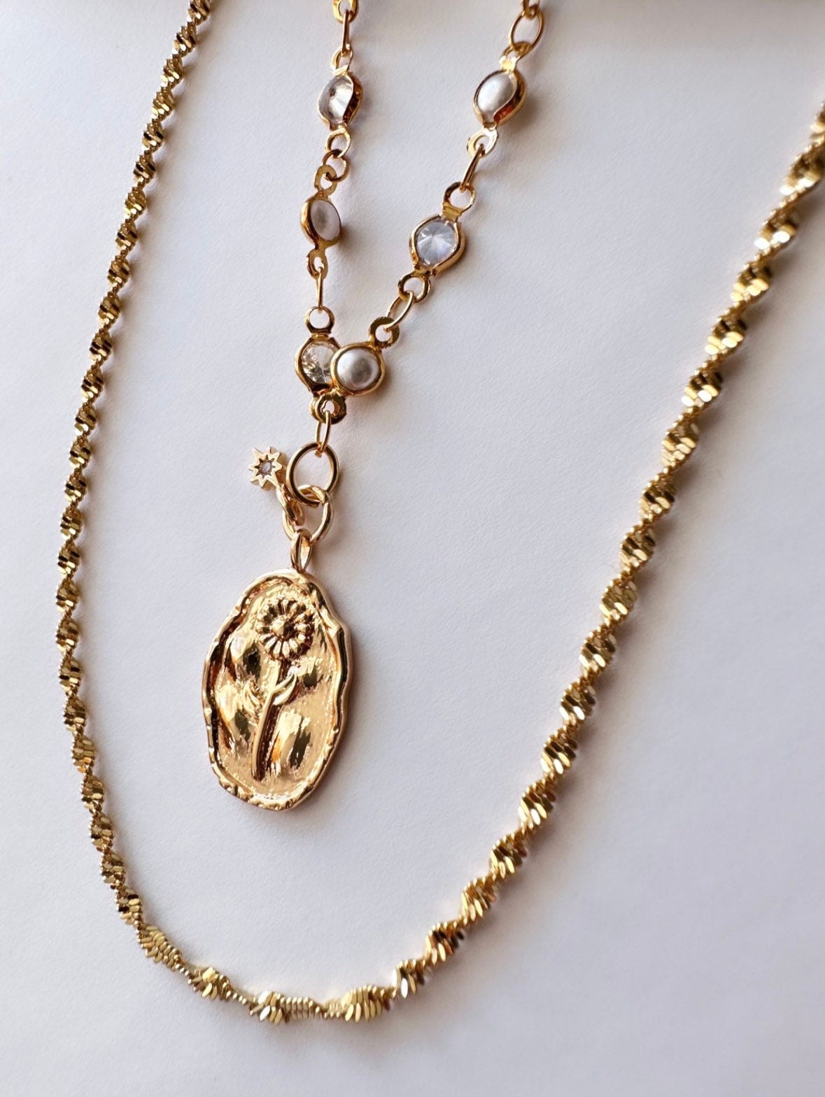 Gold Birth Flower Necklace With Birthstone, Dainty Birth Flower Necklace, Layered Birth Stone Necklace, Birthday Necklace Women, Custom