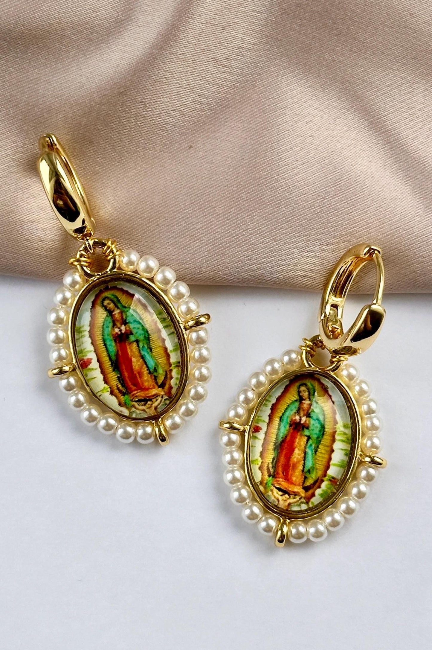 Virgin Mary Hoop Earrings, Our Lady Of Guadalupe Earrings, Catholic Hoop Earrings, Religious Earrings, Catholic Gifts, Religious Gifts