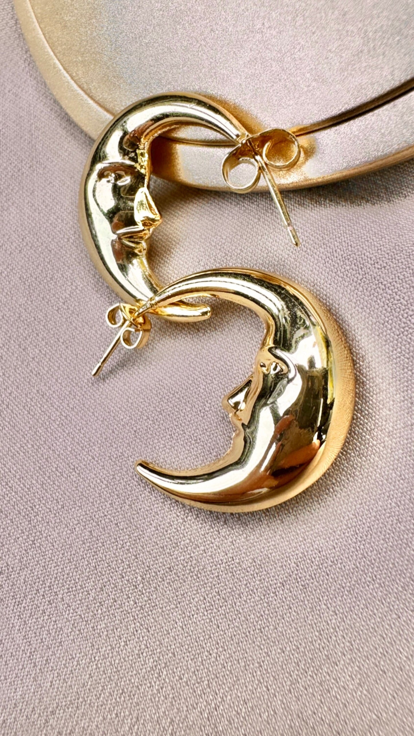 Gold Crescent Hoops, Moon Earrings, Thin Hoop Earrings, Celestial Earrings, Moon Hoop Earrings, Moon Star Earrings, Planet Earrings