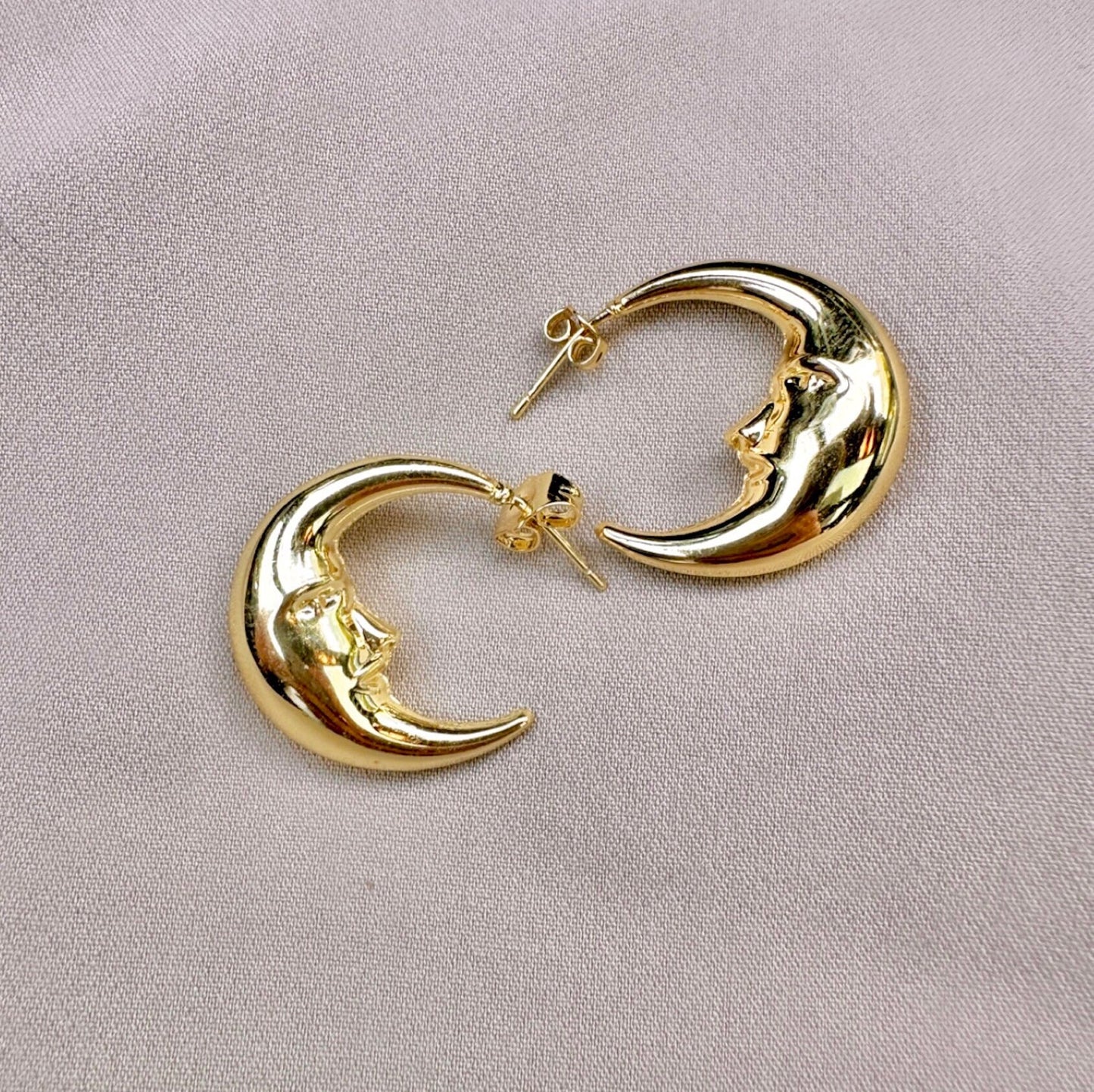 Gold Crescent Hoops, Moon Earrings, Thin Hoop Earrings, Celestial Earrings, Moon Hoop Earrings, Moon Star Earrings, Planet Earrings