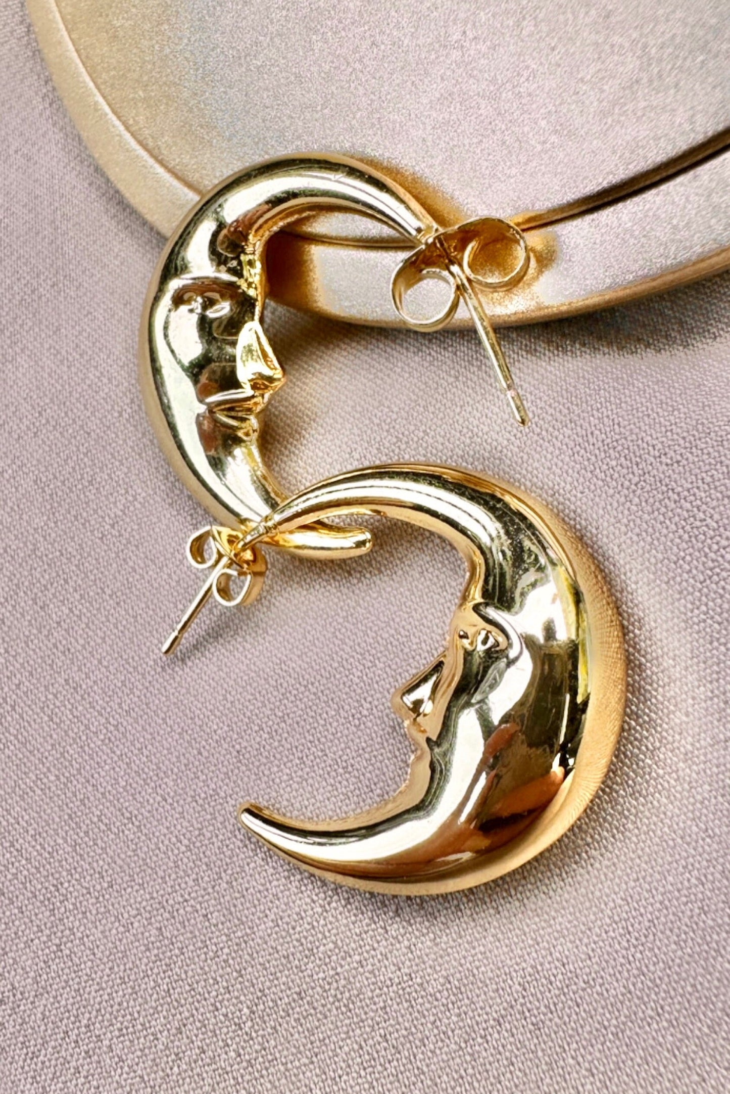 Moon Hoop Earrings - Moon Hoops - 14K Gold Hoops - Celestial Wedding