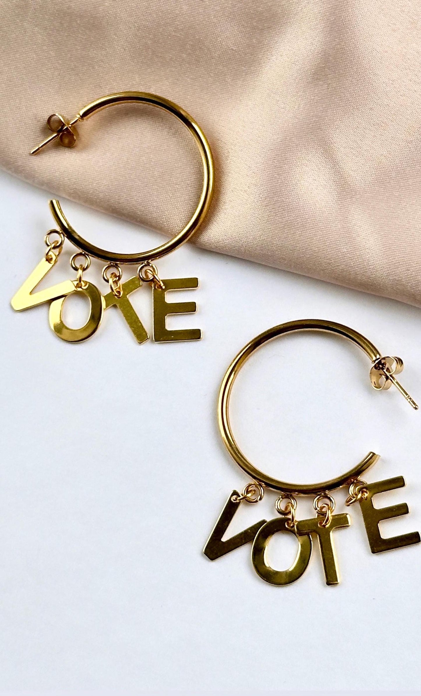 Vote Earrings, Political Earrings, Vote Jewelry, Stainless Steel Hoop Earrings, Vote 2024, Gold Hoop Earrings Small, Political Jewelry