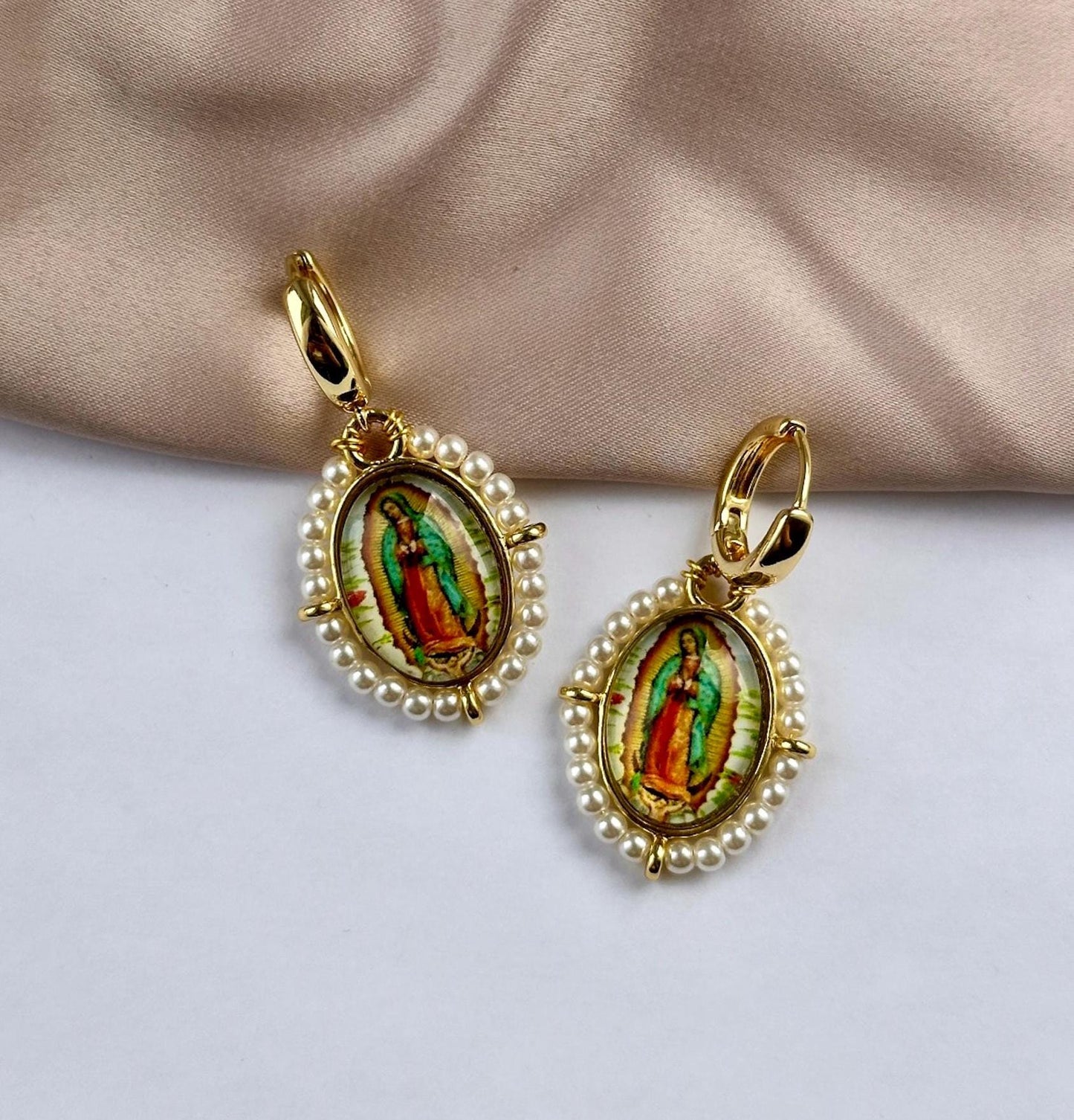 Virgin Mary Hoop Earrings, Our Lady Of Guadalupe Earrings, Catholic Hoop Earrings, Religious Earrings, Catholic Gifts, Religious Gifts