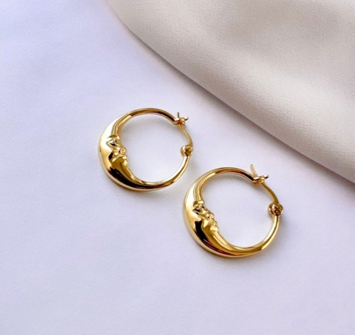 Hoop Earrings Set, Moon Earrings, Tiny Hoop Earrings, Gold Moon Earrings, Star Hoops, Wanderlust Jewelry, Starburst Earrings, Chunky Hoops