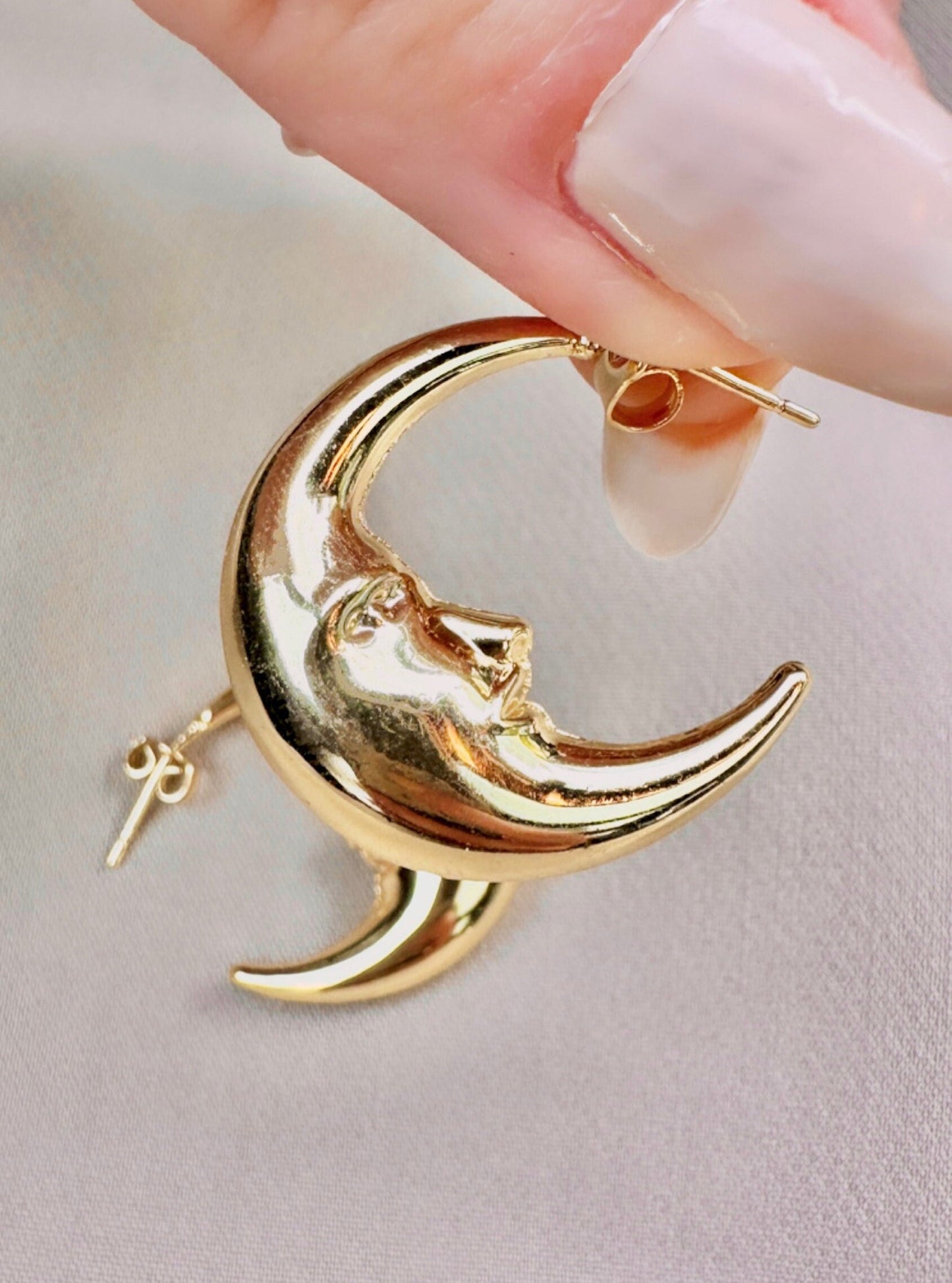 Moon Hoop Earrings - Moon Hoops - 14K Gold Hoops - Celestial Wedding