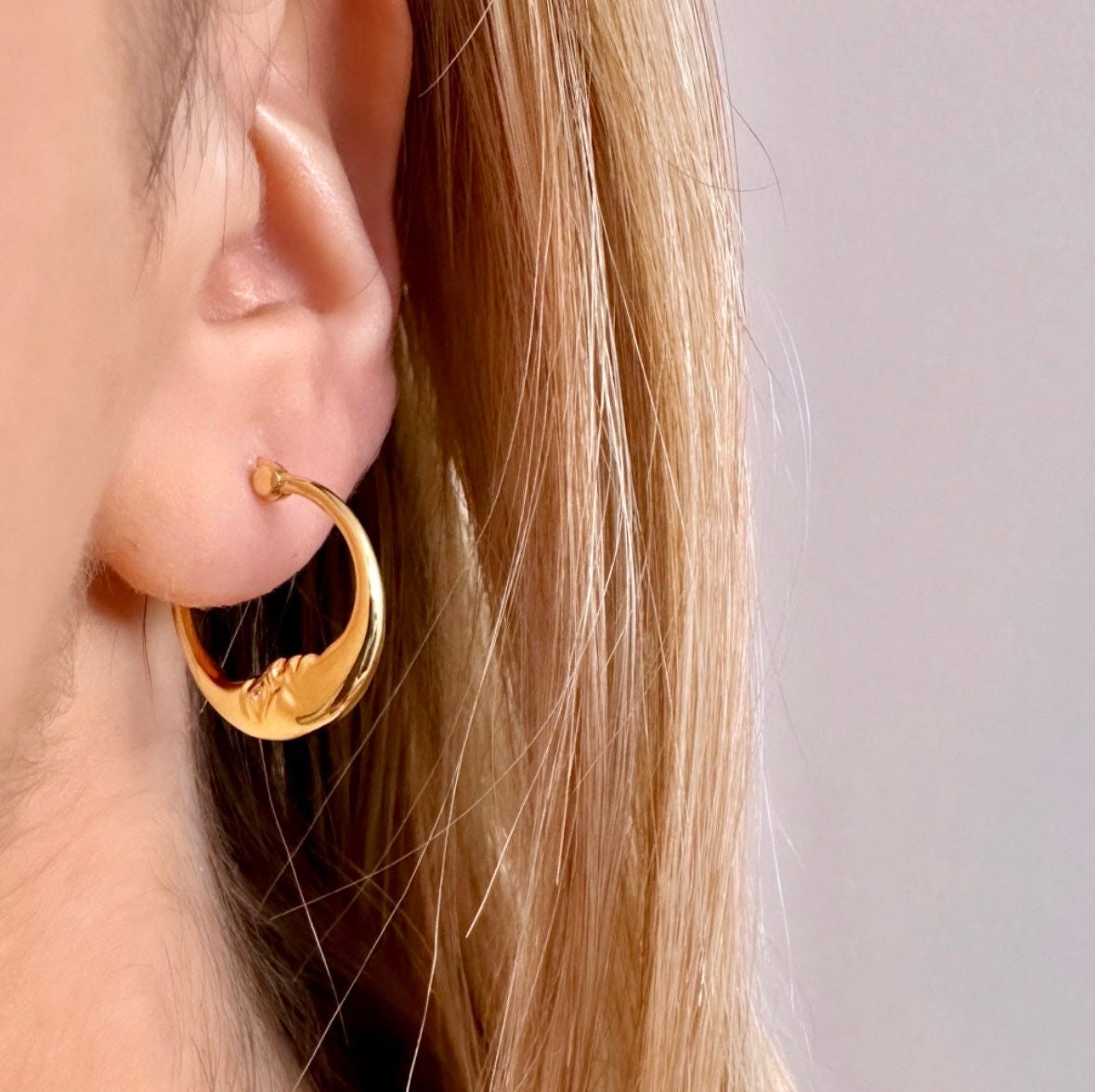 Hoop Earrings Set, Moon Earrings, Tiny Hoop Earrings, Gold Moon Earrings, Star Hoops, Wanderlust Jewelry, Starburst Earrings, Chunky Hoops