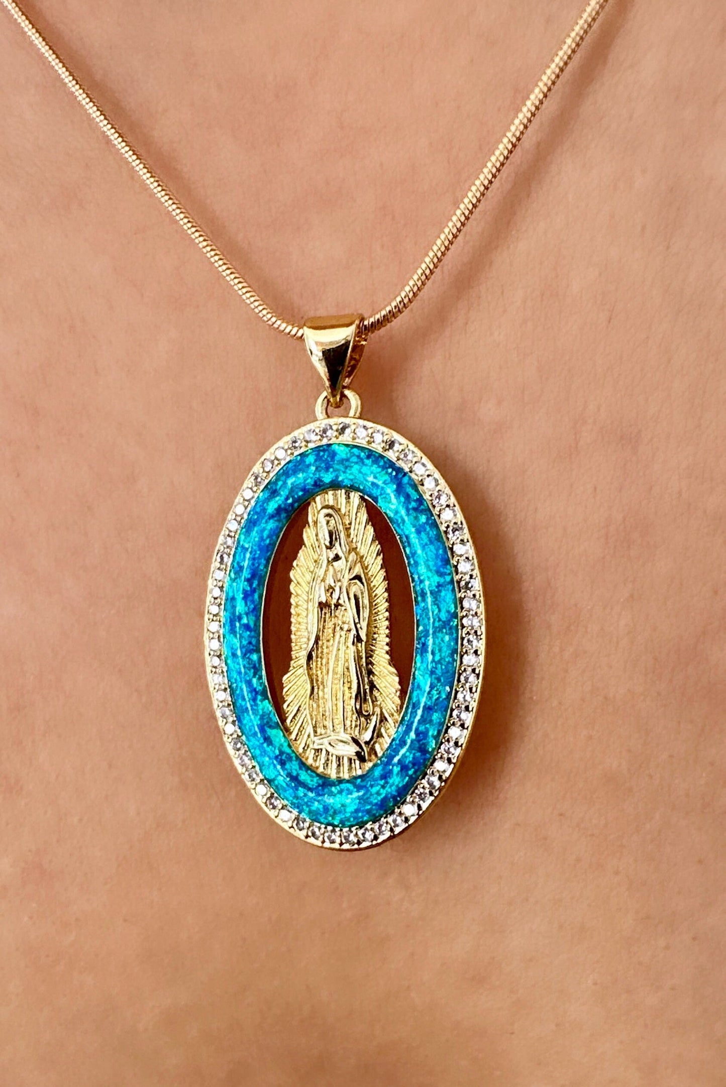 Gold Virgin Mary Necklace, Opal And Gold Necklace, Opal Cross Necklace, Gold Filled Cross Necklace, Virgin Mary Necklace Gold, Baptism Gift