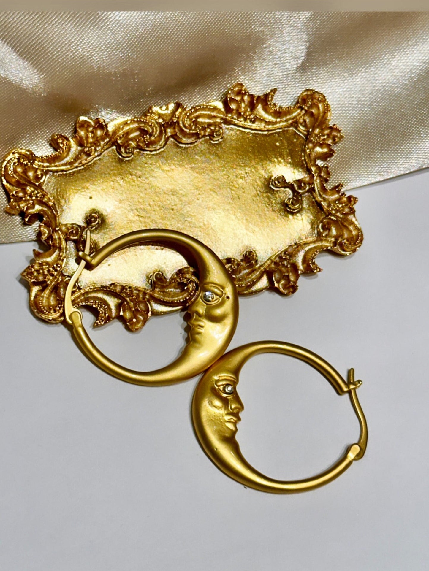 Moon Hoop Earrings - Moon Hoops - 14K Gold Hoops - Celestial Wedding
