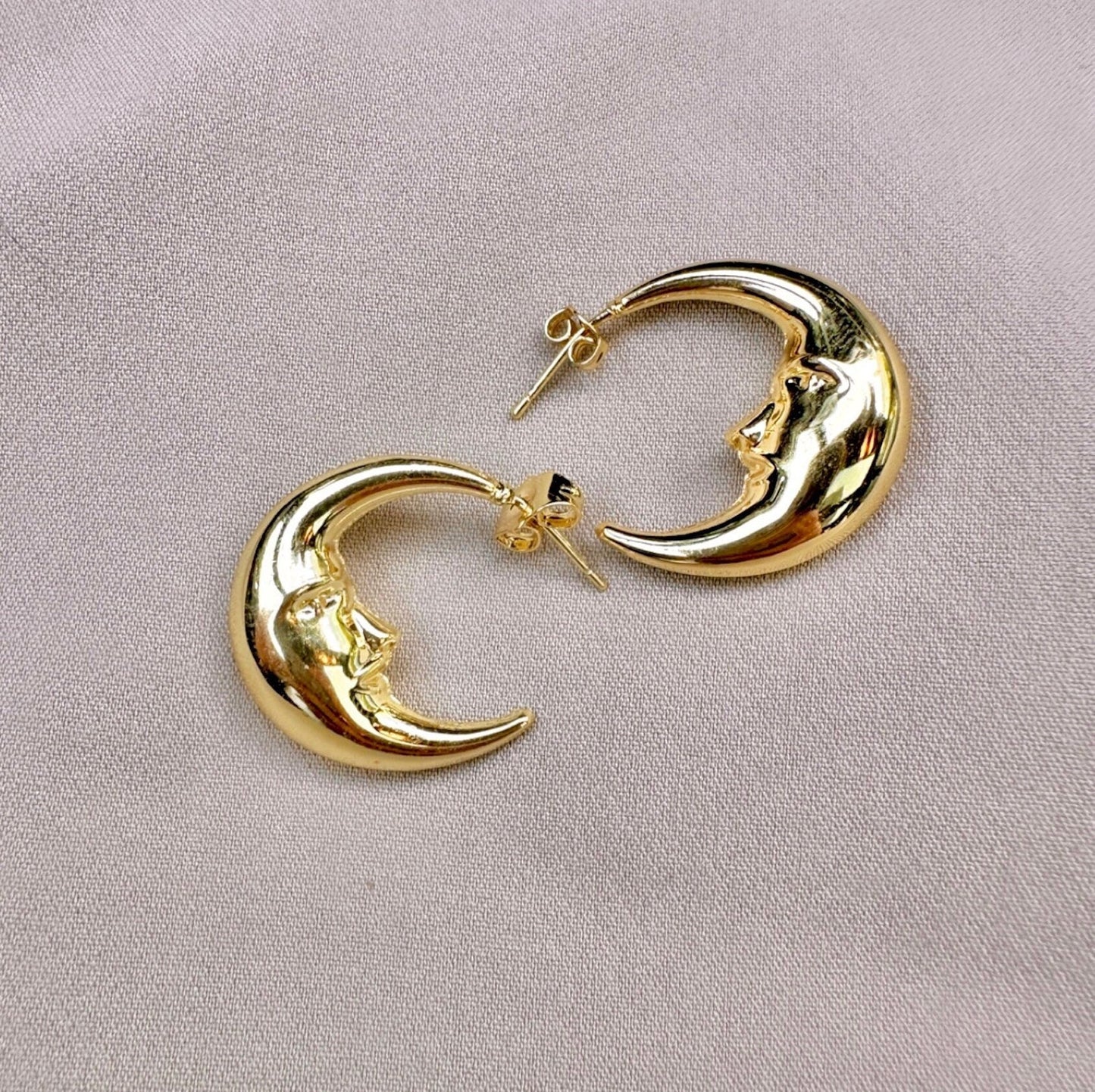 Gold Crescent Hoops, Moon Earrings, Thin Hoop Earrings, Celestial Earrings, Moon Hoop Earrings, Moon Star Earrings, Planet Earrings