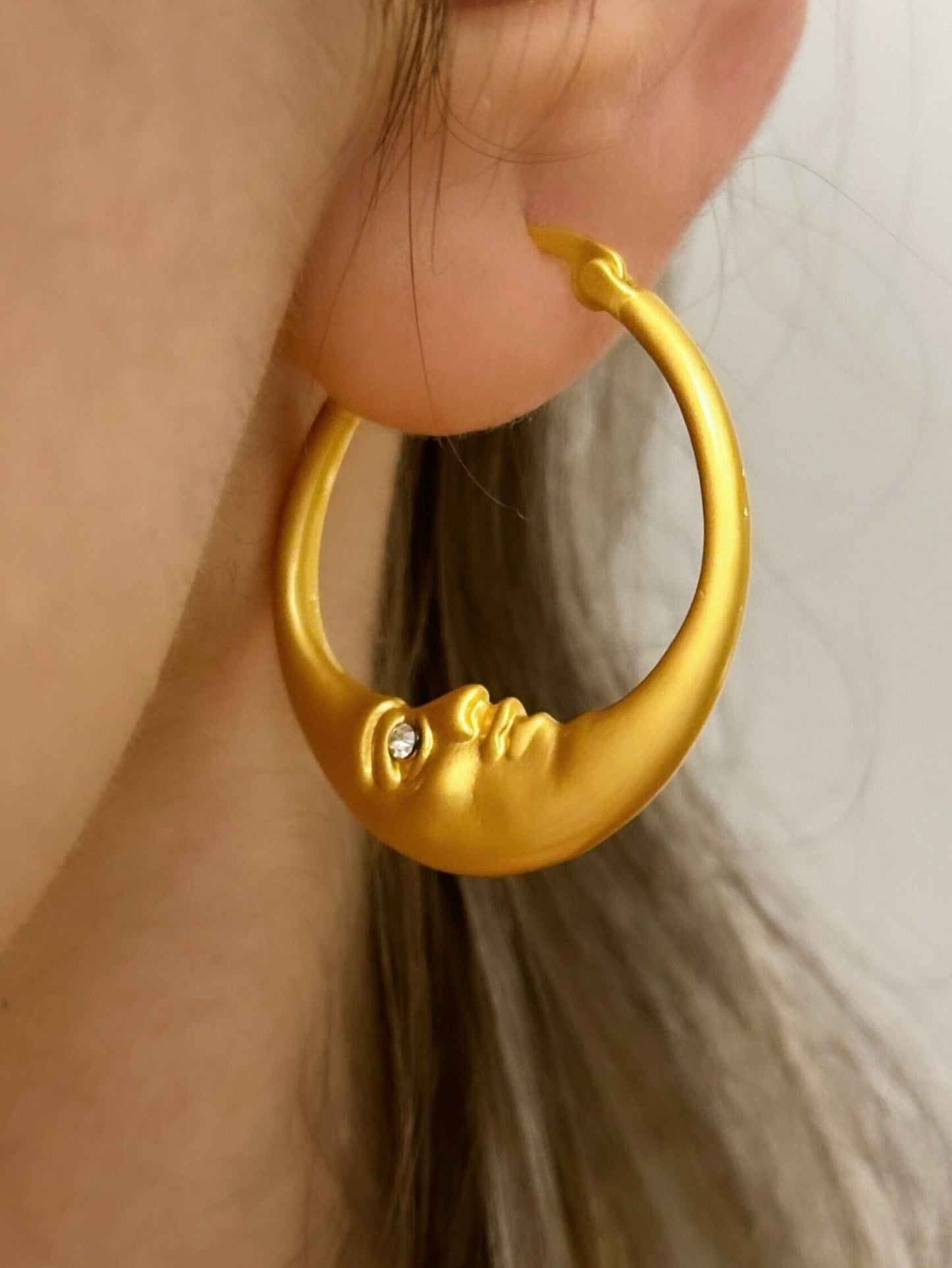 Gold Crescent Hoops, Moon Earrings, Thin Hoop Earrings, Celestial Earrings, Moon Hoop Earrings, Moon Star Earrings, Planet Earrings