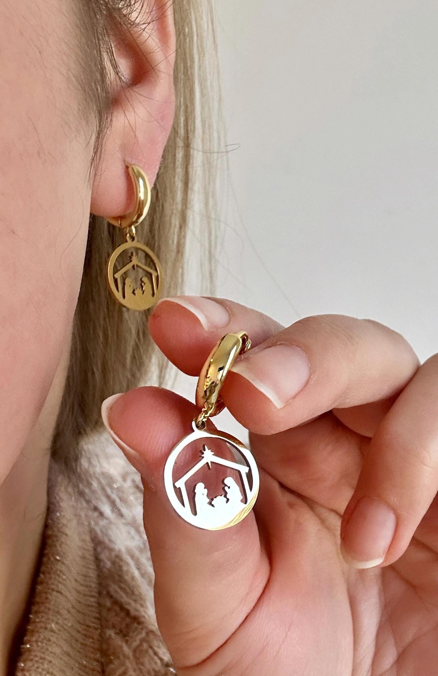 Nativity Earrings, Nativity Necklace, Nativity Jewelry, Christmas Jewelry Set, Religious Jewelry For Catholic Women, Nativity Pendant