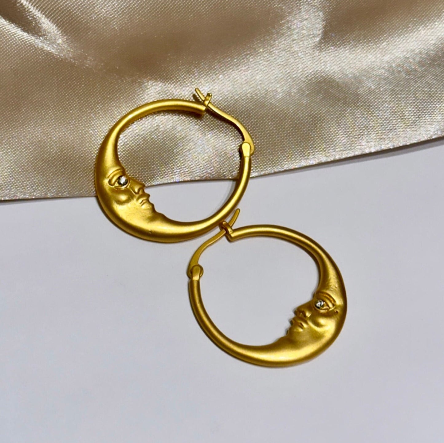 Moon Hoop Earrings - Moon Hoops - 14K Gold Hoops - Celestial Wedding