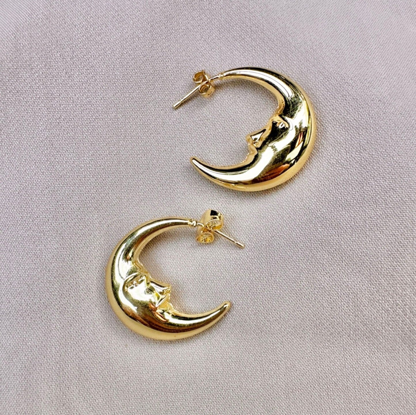 Moon Hoop Earrings - Moon Hoops - 14K Gold Hoops - Celestial Wedding