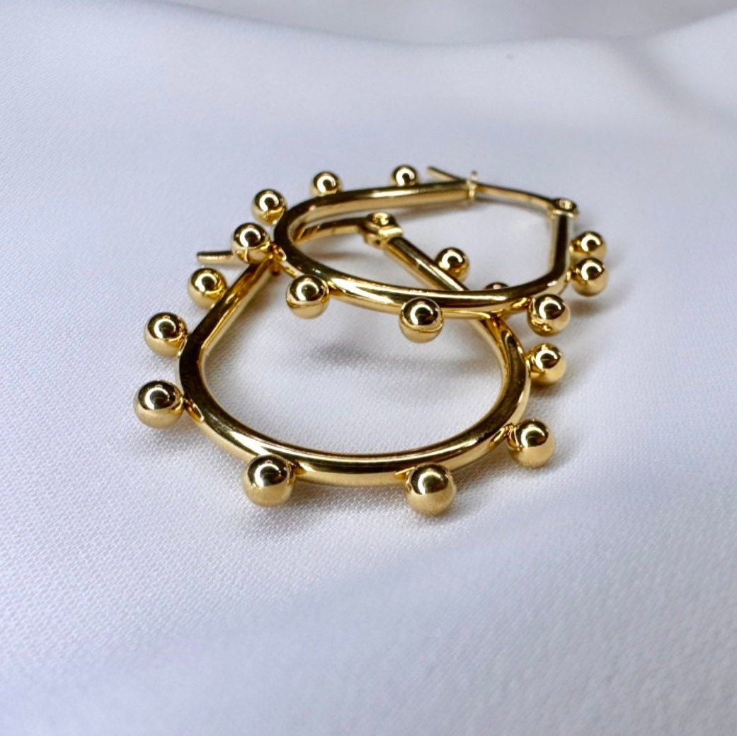 Teardrop Hoop Earrings Gold, Oblong Hoop Earrings Gold, Textured Hoop Earrings, Unique Hoop Earrings For Women, Pear Shaped Earrings