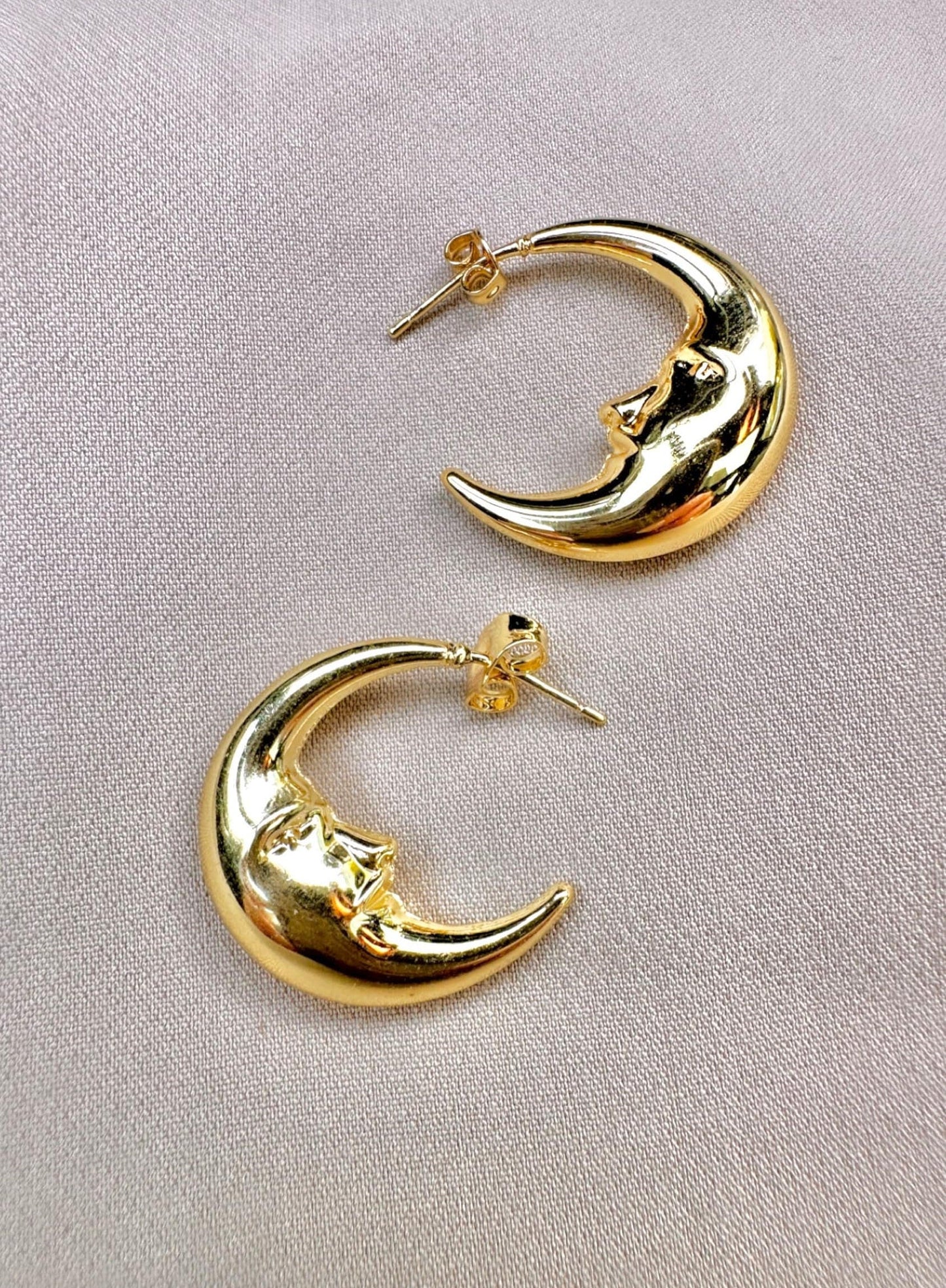 Planet Earrings, Moon Hoop Earrings, Small Gold Hoops, Moon Star Earrings, Sun Earrings, Y2K Earrings, Gold Plated Hoops, Moon Hoops