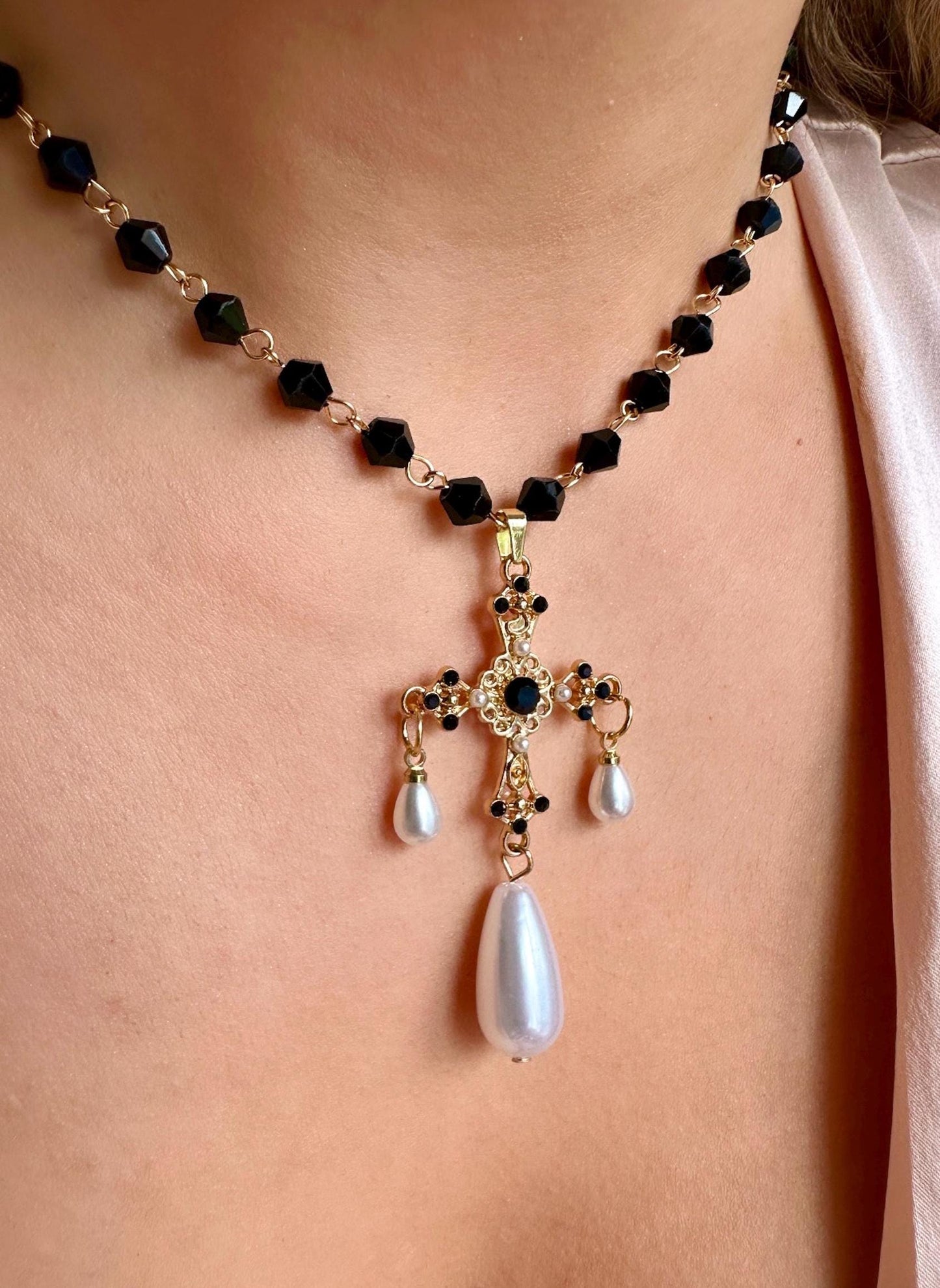 Renaissance Cross Necklace, Tudor Necklace, Renaissance Earrings, Halloween Jewelry Set, Renaissance Jewelry For Women, Medieval Jewelry