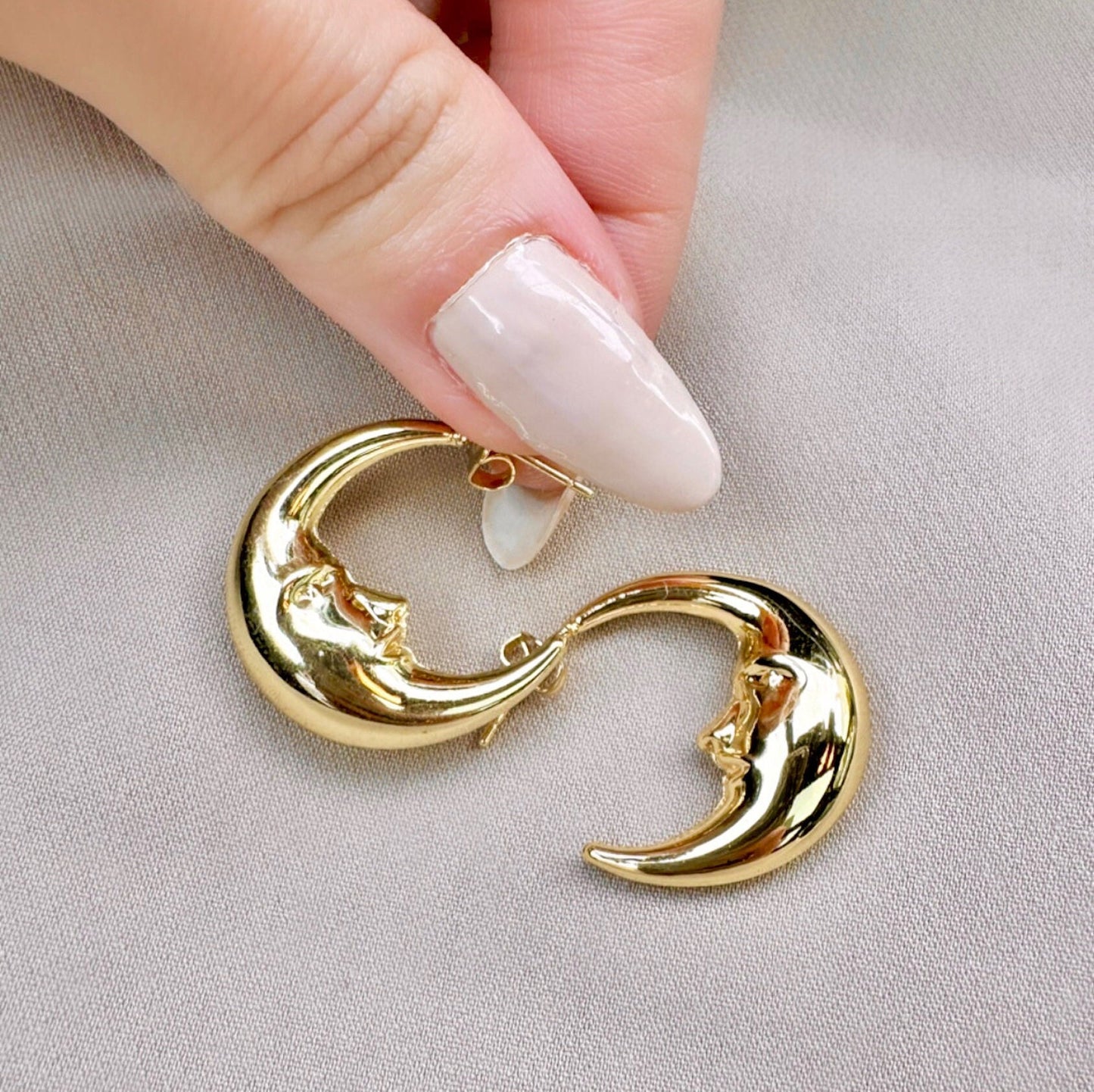 Gold Crescent Hoops, Moon Earrings, Thin Hoop Earrings, Celestial Earrings, Moon Hoop Earrings, Moon Star Earrings, Planet Earrings