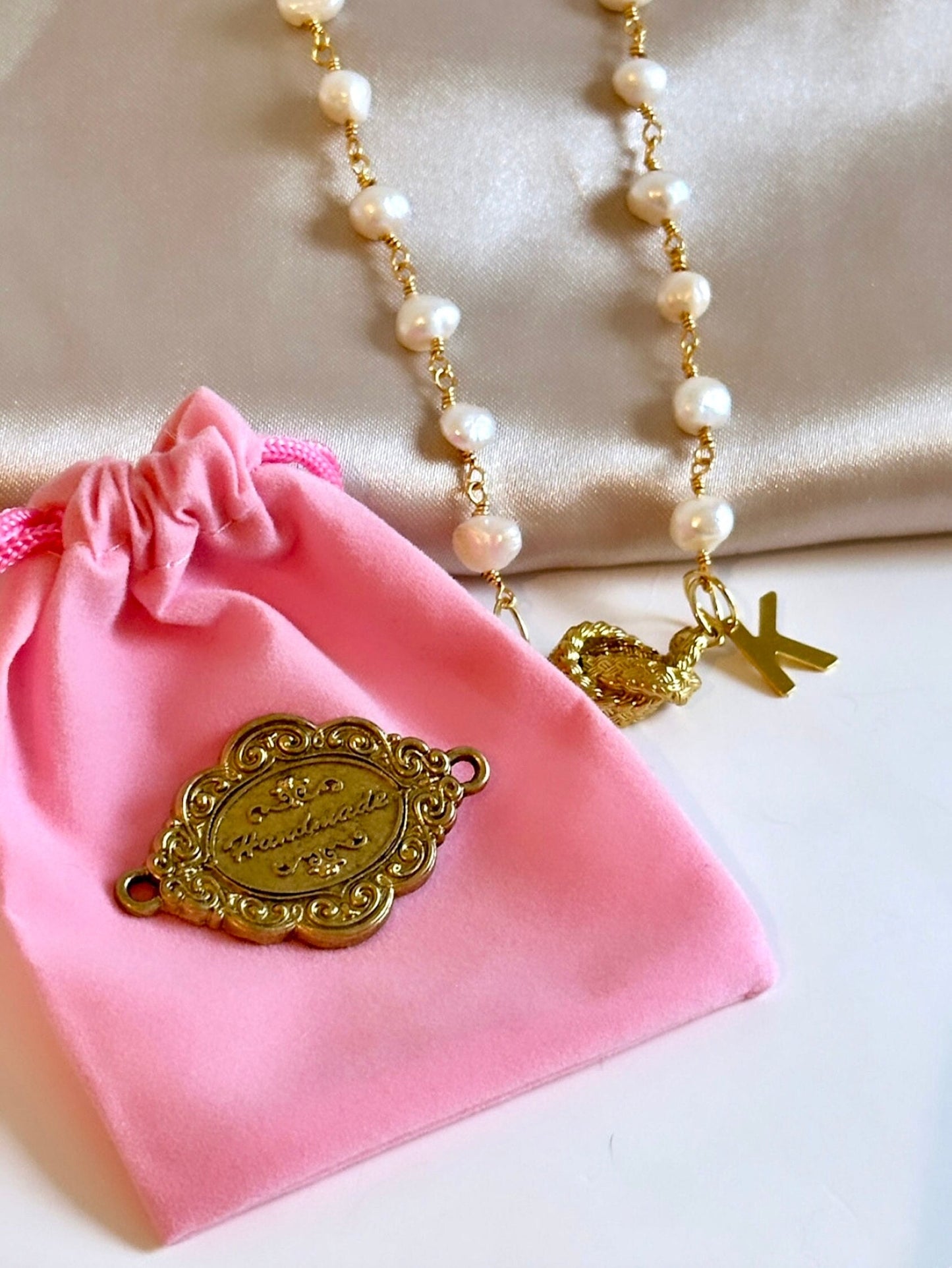 Tie The Knot Necklace, Love Knot Necklace Gold Dainty, Wedding Pearl Necklace Personalized, Pearl Knot Necklace Simple Gold Initial Necklace