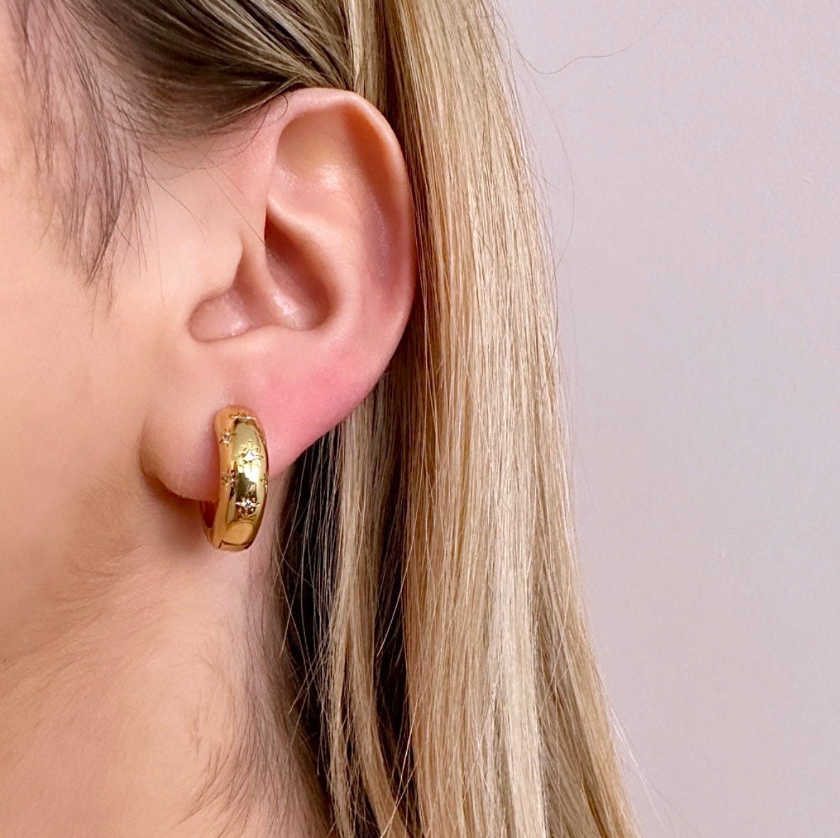 Hoop Earrings Set, Moon Earrings, Tiny Hoop Earrings, Gold Moon Earrings, Star Hoops, Wanderlust Jewelry, Starburst Earrings, Chunky Hoops