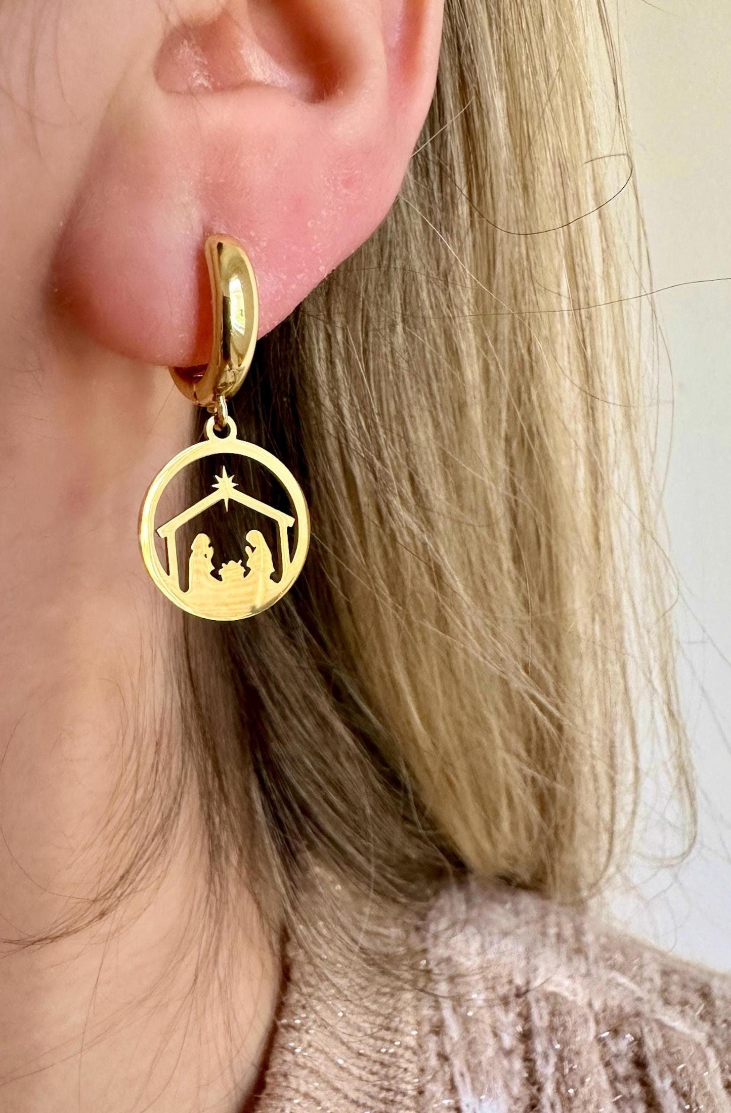 Nativity Earrings, Nativity Necklace, Nativity Jewelry, Christmas Jewelry Set, Religious Jewelry For Catholic Women, Nativity Pendant