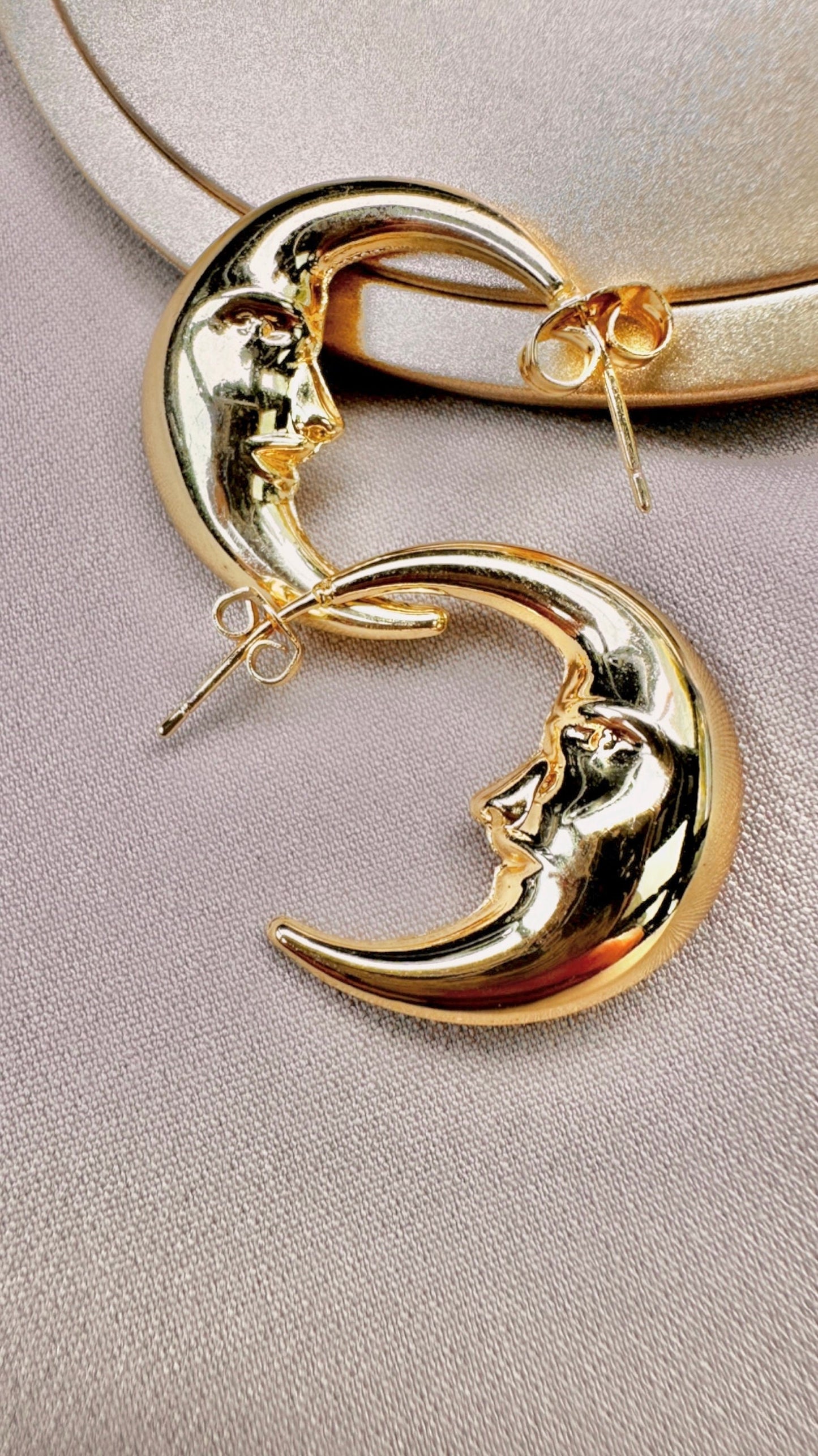 Gold Crescent Hoops, Moon Earrings, Thin Hoop Earrings, Celestial Earrings, Moon Hoop Earrings, Moon Star Earrings, Planet Earrings