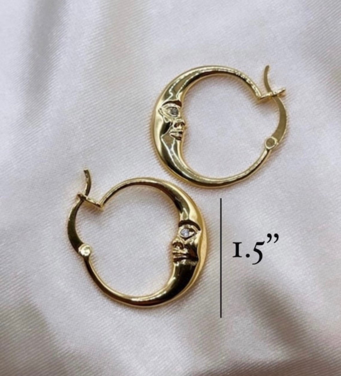 Gold Crescent Hoops, Moon Earrings, Thin Hoop Earrings, Celestial Earrings, Moon Hoop Earrings, Moon Star Earrings, Planet Earrings