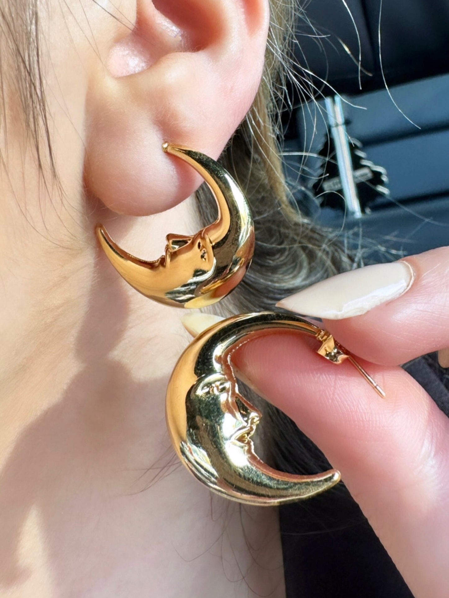 Planet Earrings, Moon Hoop Earrings, Small Gold Hoops, Moon Star Earrings, Sun Earrings, Y2K Earrings, Gold Plated Hoops, Moon Hoops