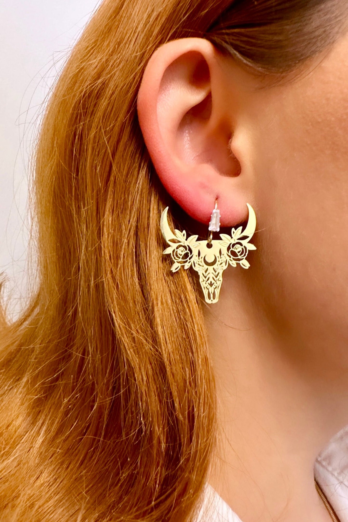 Cow Head Earrings, Cowgirl Earrings, Bull Skull Earrings, Gold Skull Earrings, Western Earrings, Boho Dangle Earrings, Laser Cut Earrings