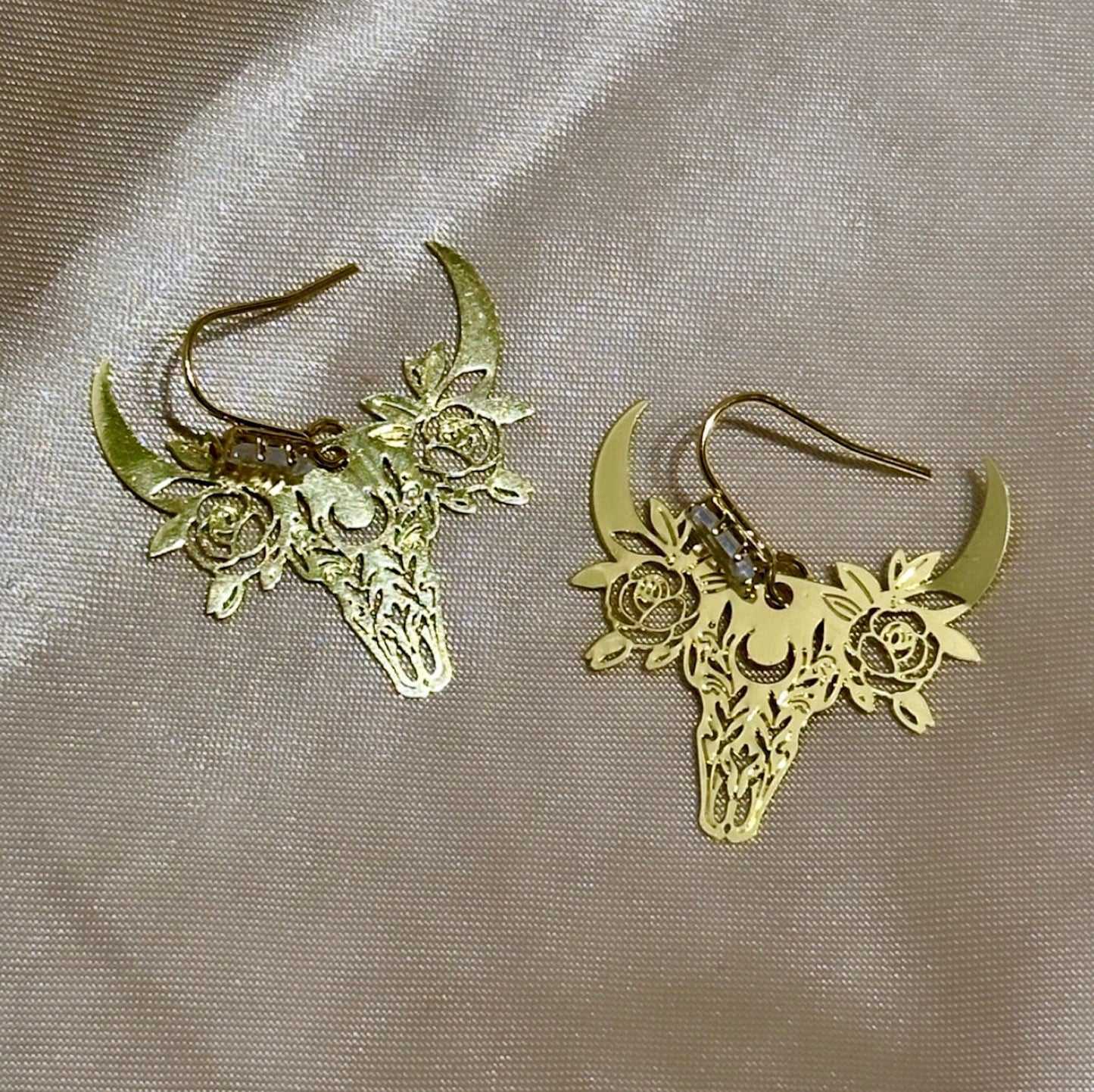 Cow Head Earrings, Cowgirl Earrings, Bull Skull Earrings, Gold Skull Earrings, Western Earrings, Boho Dangle Earrings, Laser Cut Earrings