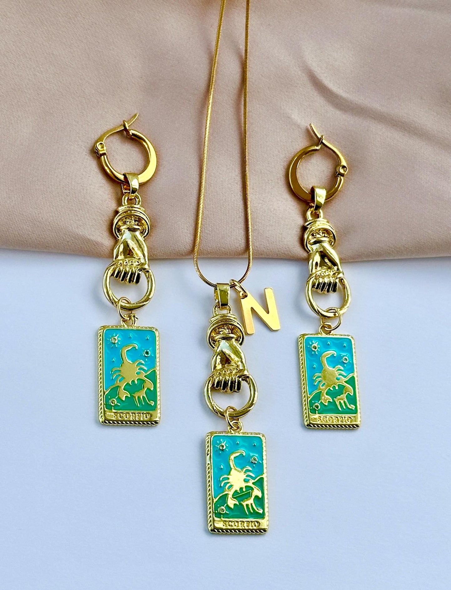 Tarot Card Earrings, Zodiac Sign Earrings, Scorpio Earrings, Gold Hand Earrings, Tarot Earrings Dangle, Scorpio Gifts Astrology Sign Jewelry