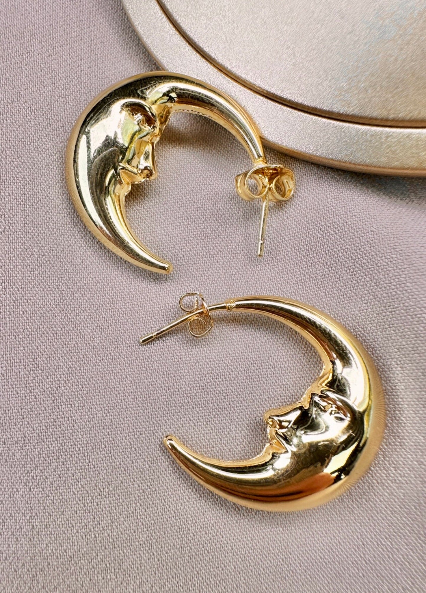 Moon Hoop Earrings - Moon Hoops - 14K Gold Hoops - Celestial Wedding