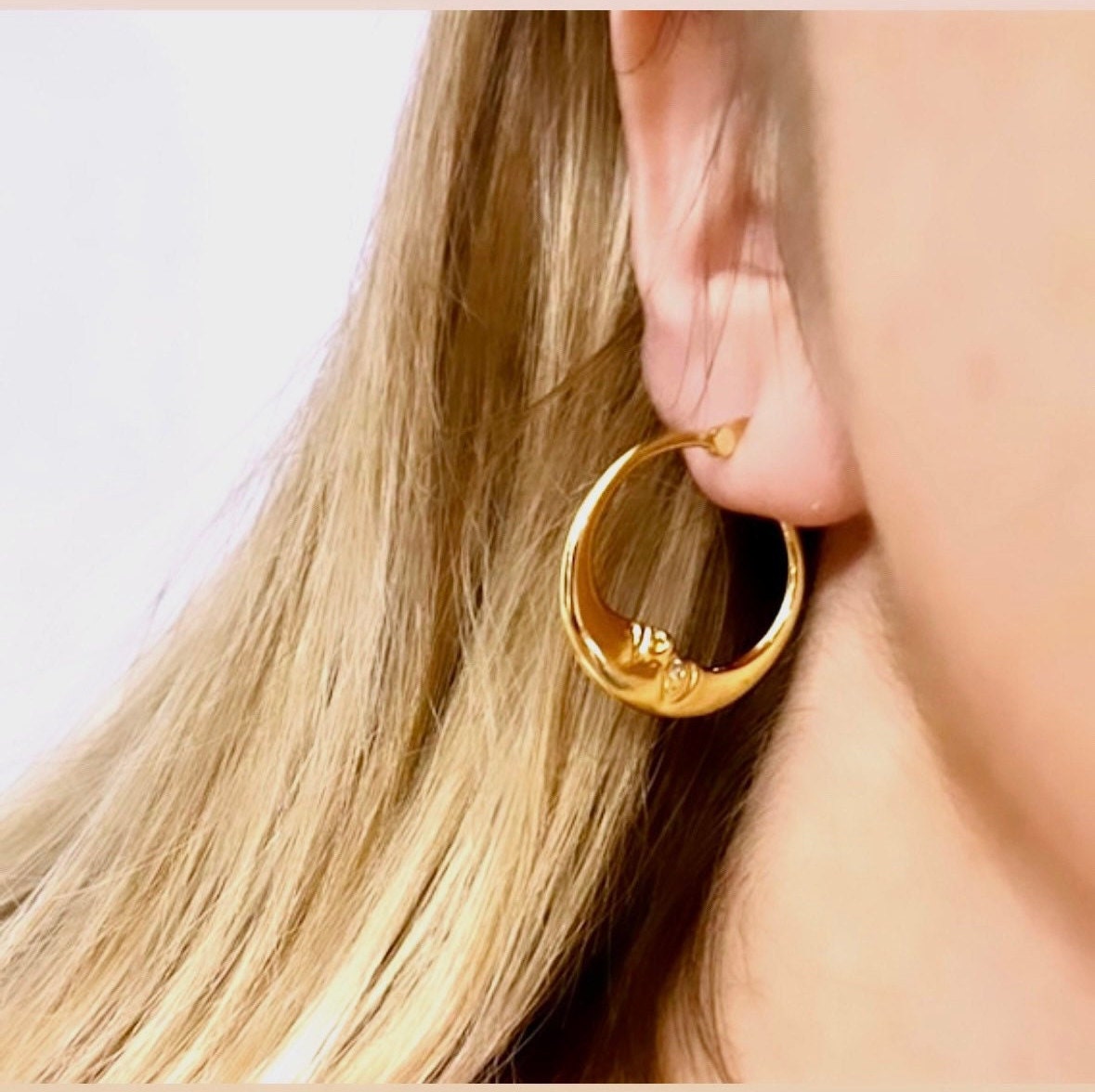Planet Earrings, Moon Hoop Earrings, Small Gold Hoops, Moon Star Earrings, Sun Earrings, Y2K Earrings, Moon Hoops