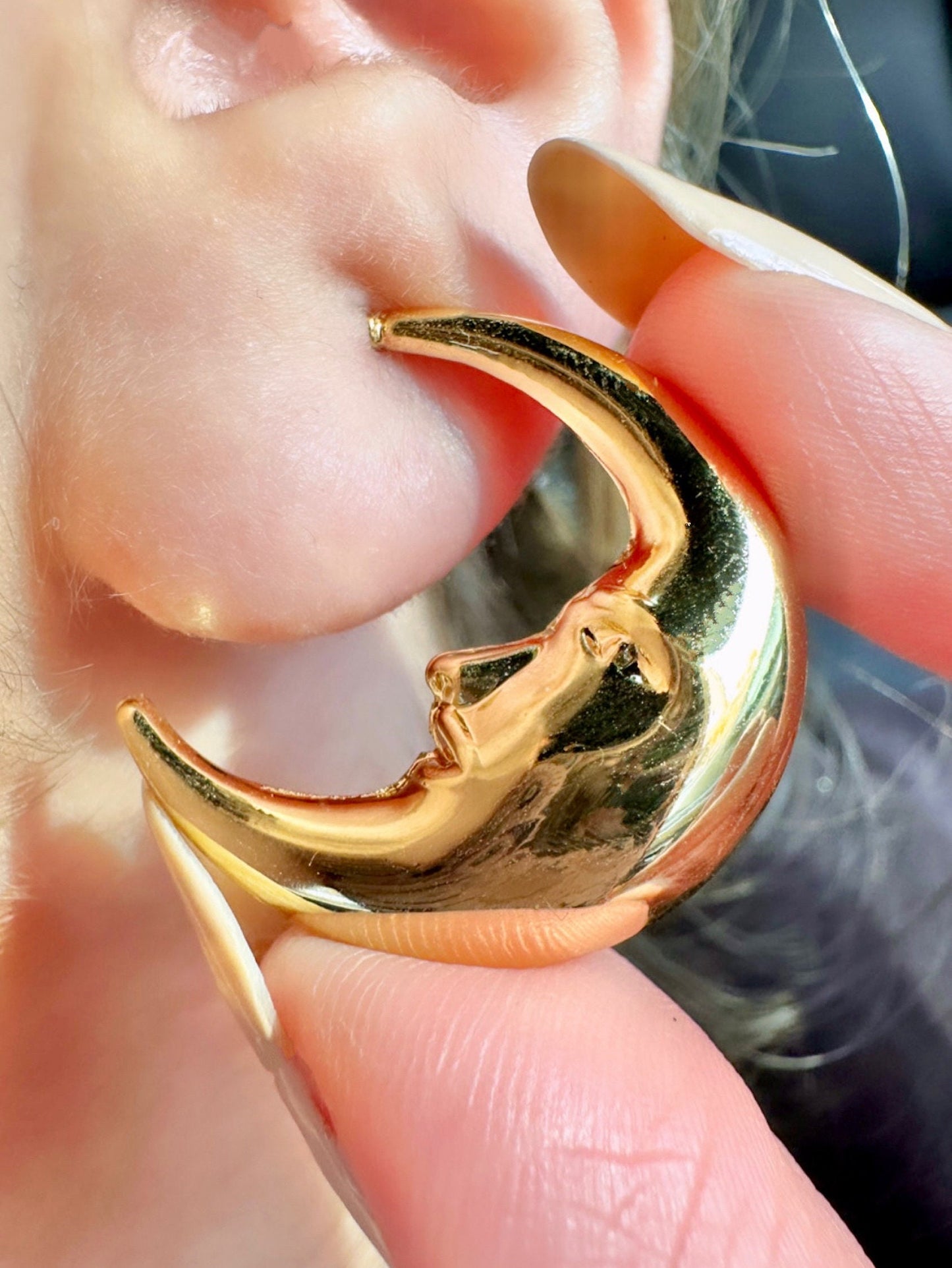 Gold Crescent Hoops, Moon Earrings, Thin Hoop Earrings, Celestial Earrings, Moon Hoop Earrings, Moon Star Earrings, Planet Earrings