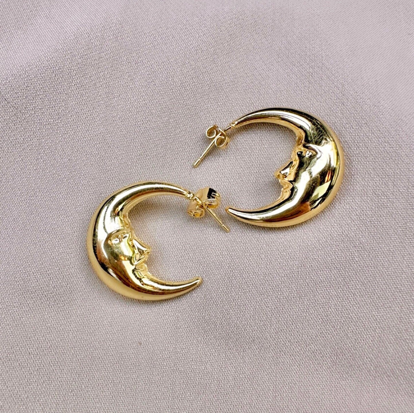 Moon Hoop Earrings - Moon Hoops - 14K Gold Hoops - Celestial Wedding