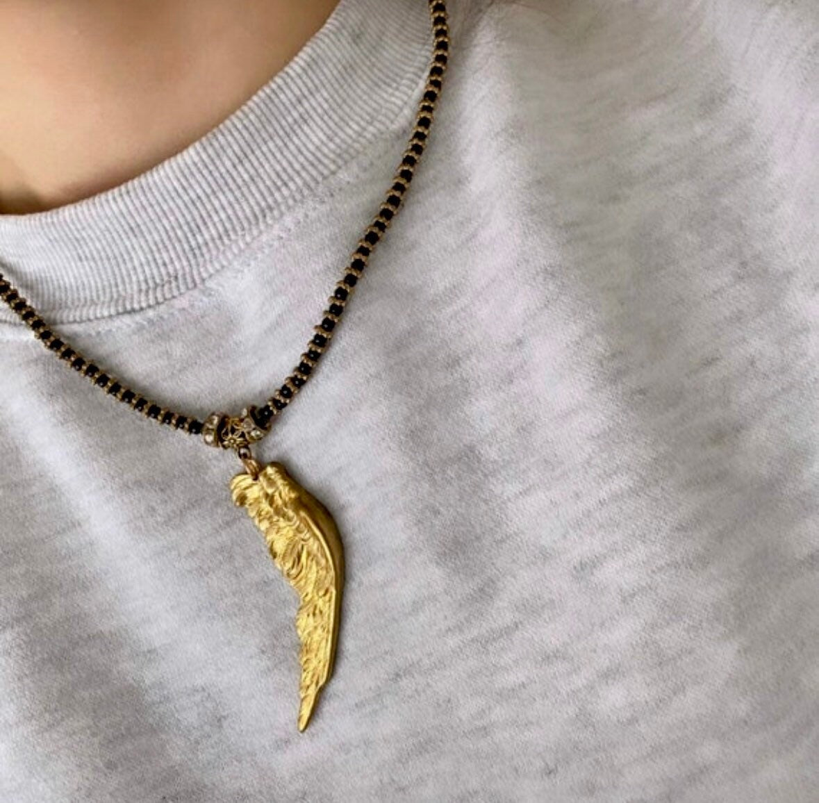 Gold Angel Wing Necklace, Gold Celestial Necklace, Angel Necklace Pendant, Easter Necklace, Renaissance Necklace, Easter Gifts