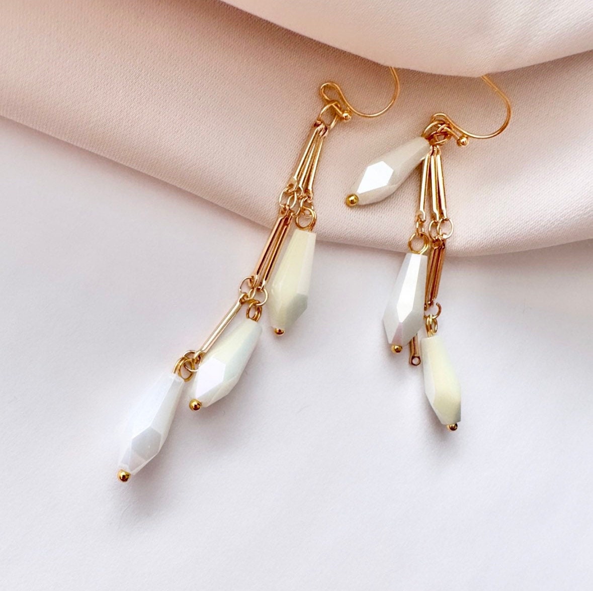 Gold Bar Earrings, Cluster Dangle Earrings, Boho Bridal Earrings, Waterfall Earrings, Statement Drop Earrings, Asymmetric Earrings