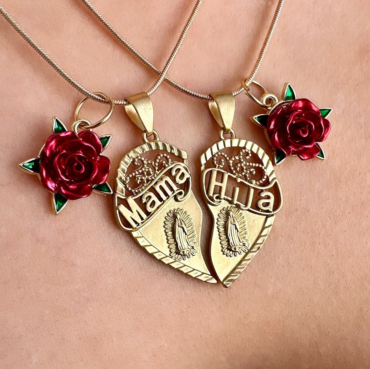 Mother Daughter Necklace Set, Mom Heart Necklace, Mom And Daughter Necklace, Matching Heart Necklace, Mama Hija, Gift To Mom From Daughter