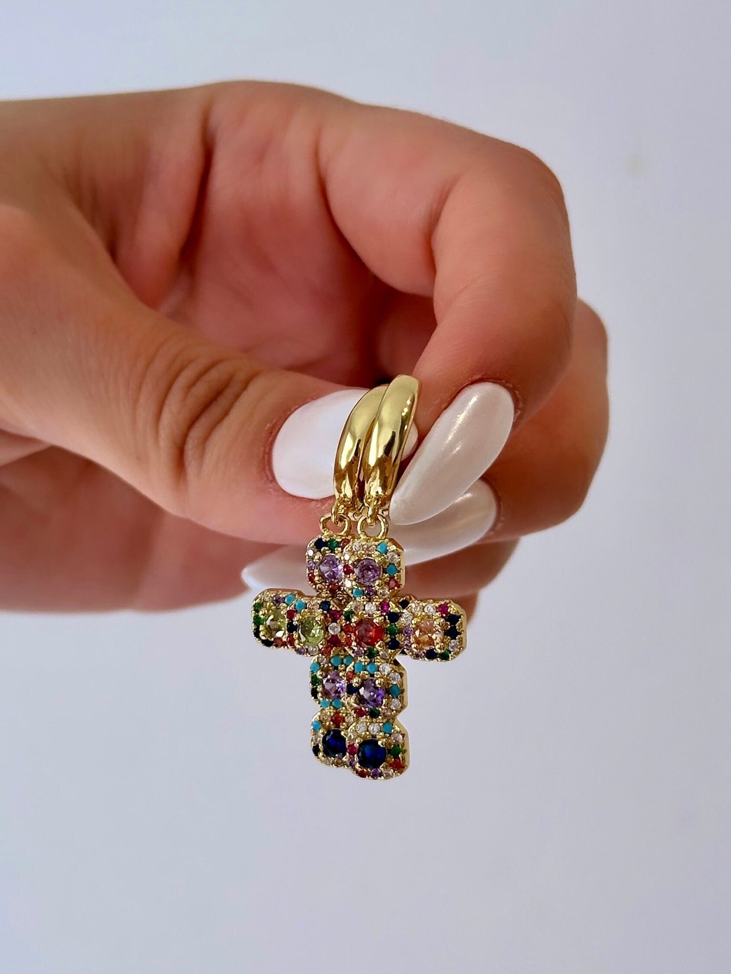 Renaissance Earrings, Gold Filled Cross Earrings, Cross Hoop Earrings, Statement Cross Earring, Medieval Earrings, Baptism Gift Adult