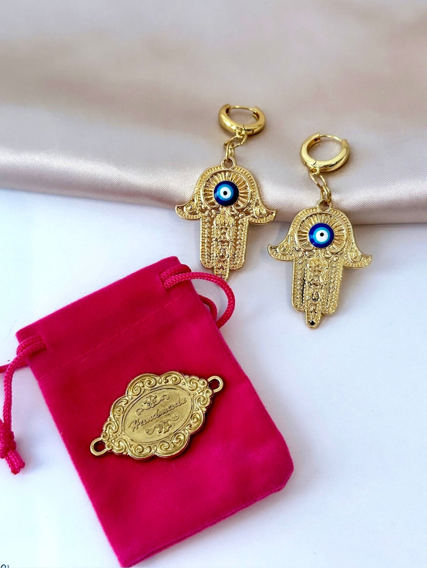 Hand Of Fatima Earrings, Evil Eye Dangle Earrings, Gold Hamsa Earrings, Evil Eye Hoop Earring, Evil Eye Hamsa, Arabic Earrings, Summer Hoops
