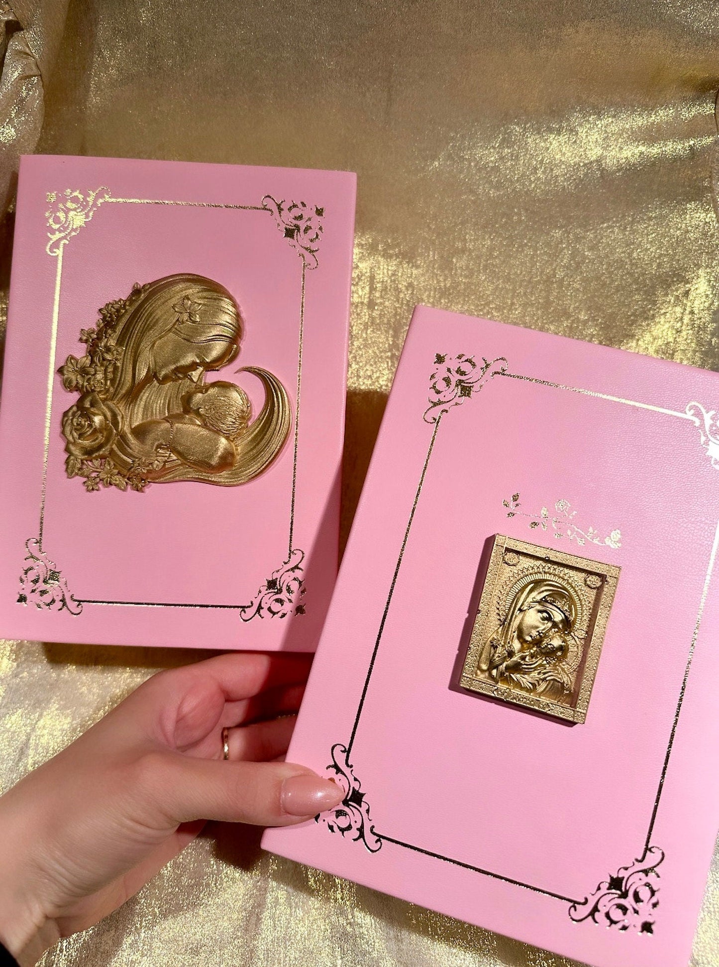 Religious Jewelry Box, Virgin Mary Box, Catholic Jewelry Box, Pink Jewelry Box, Book Jewelry Box, Godmother Gift, Unique Jewelry Box