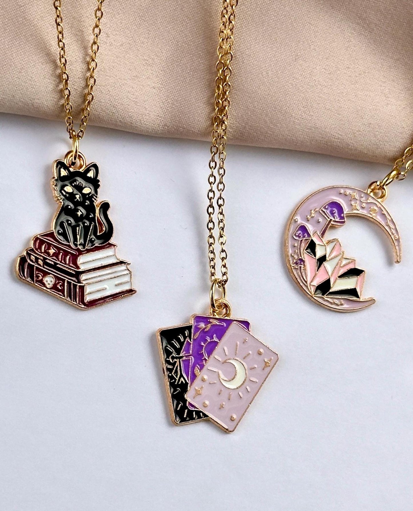 Tarot Card Necklace, Halloween Jewelry Set, Cute Halloween Necklace, Mystical Necklace, Tarot Card Jewellery, Tarot Card Jewelry