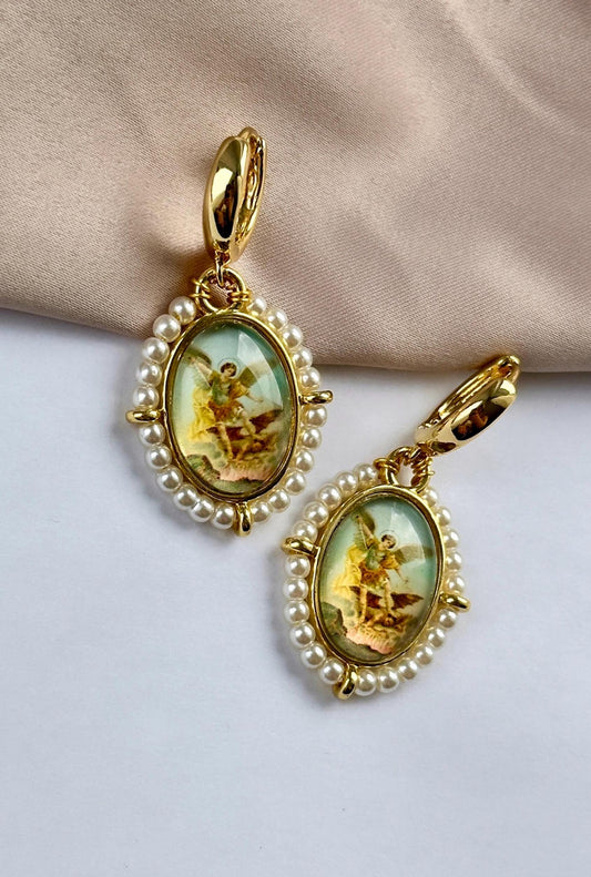 Angel Hoops, Catholic Hoop Earrings, Gold Angel Earrings, Guardian Angel Earrings, Baptism Earrings, Catholic Gifts, Adult Baptism Gift