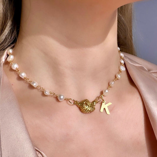 Tie The Knot Necklace, Love Knot Necklace Gold Dainty, Wedding Pearl Necklace Personalized, Pearl Knot Necklace Simple Gold Initial Necklace