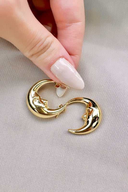 Moon Hoop Earrings - Moon Hoops - 14K Gold Hoops - Celestial Wedding