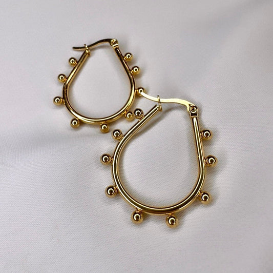 Teardrop Hoop Earrings Gold, Oblong Hoop Earrings Gold, Textured Hoop Earrings, Unique Hoop Earrings For Women, Pear Shaped Earrings