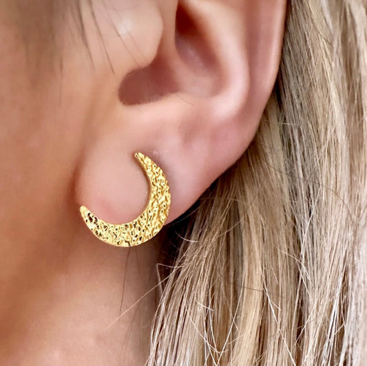 Moon Crescent Stud Earrings, Tiny Moon Earrings Gold, Small Moon Earrings, Moon Crescent Earring, Gold Crescent Earrings, Gold Moon Studs