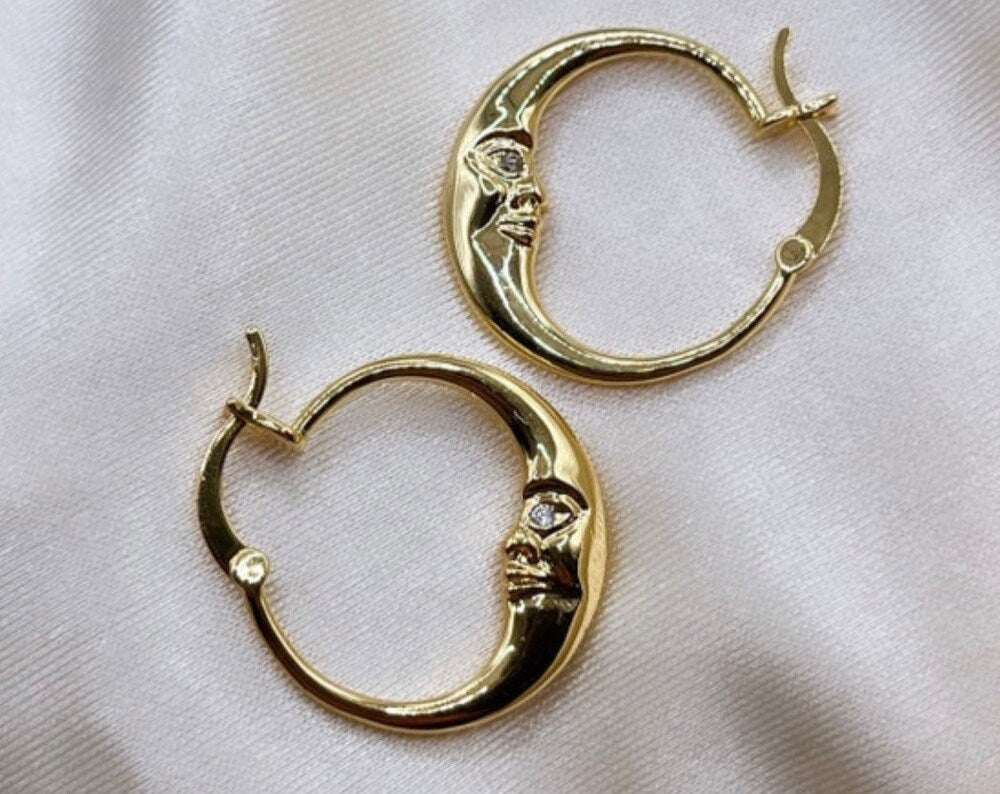 Moon Hoop Earrings