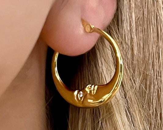 Gold Crescent Hoops