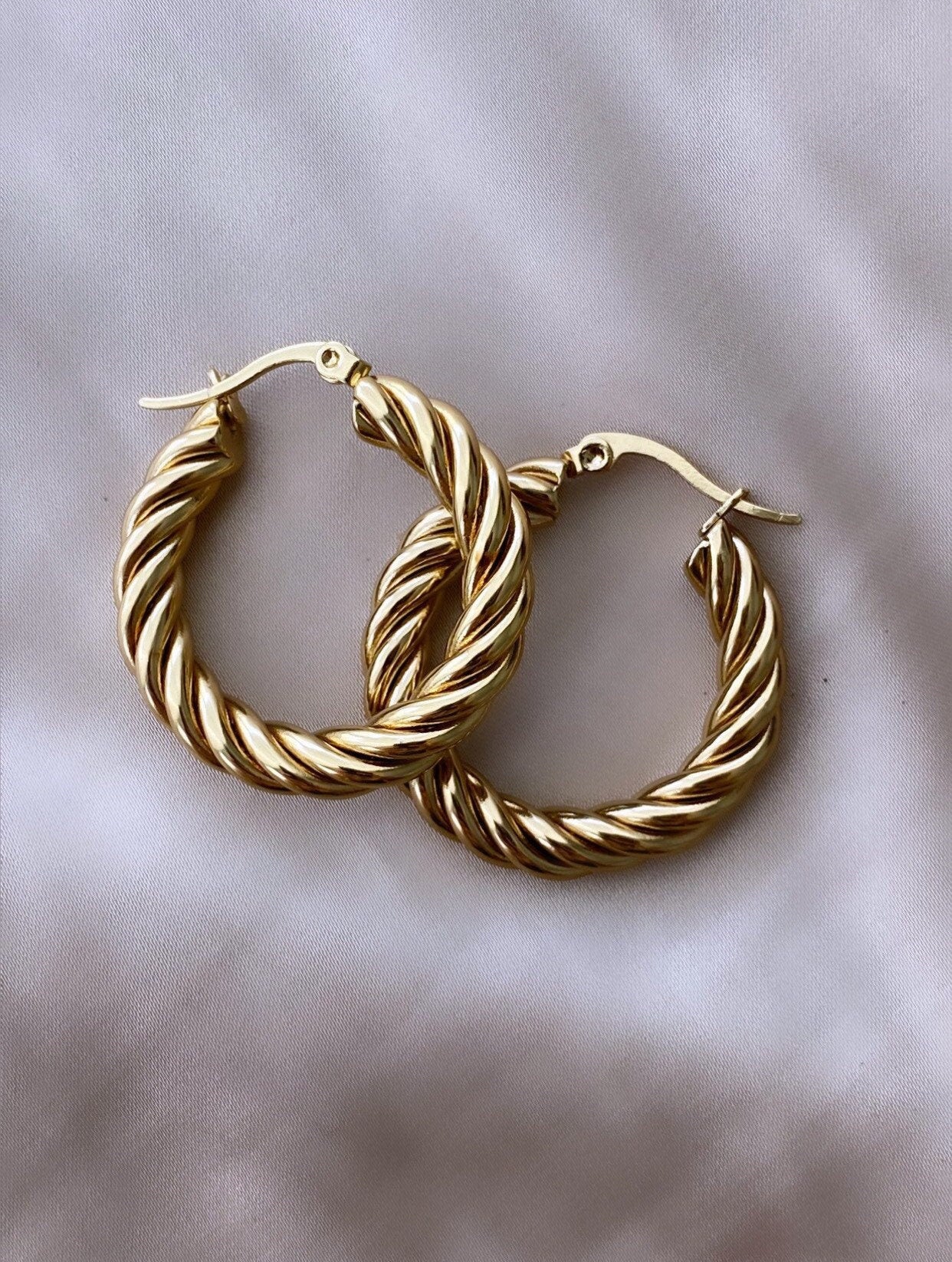 Twist Chunky Hoop Earrings, Twist Gold Hoops, Medium Thick Hoops, Twist Gold Hoop Earrings, Everyday Gold Hoops, Everyday Gold Earrings