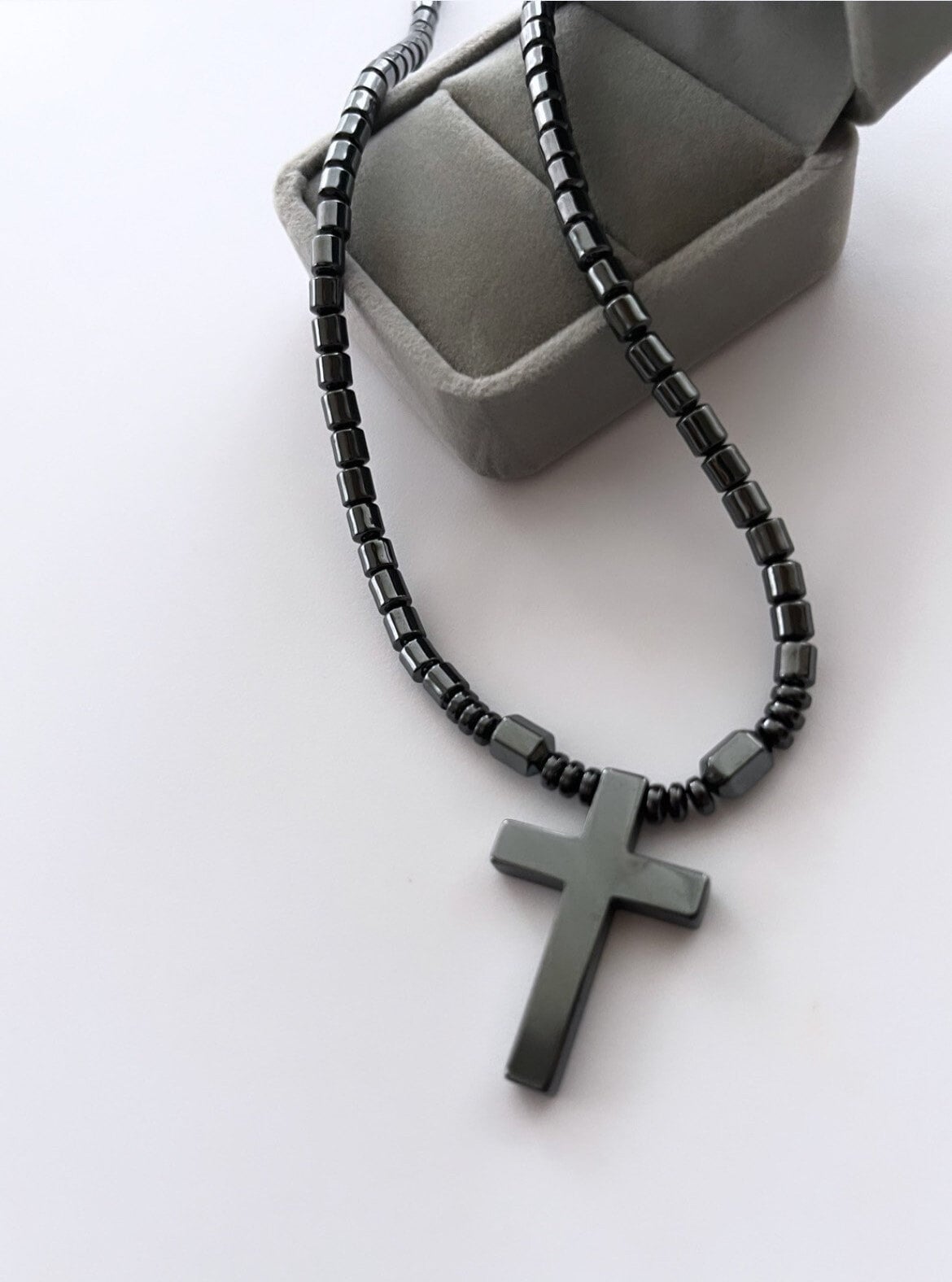 Men’s Cross Necklace, Cross Pendant Men, Black Men's Cross, Black Cross Necklace, Hematite Cross Necklace, Magnetic CrossNecklace, Dad Gift